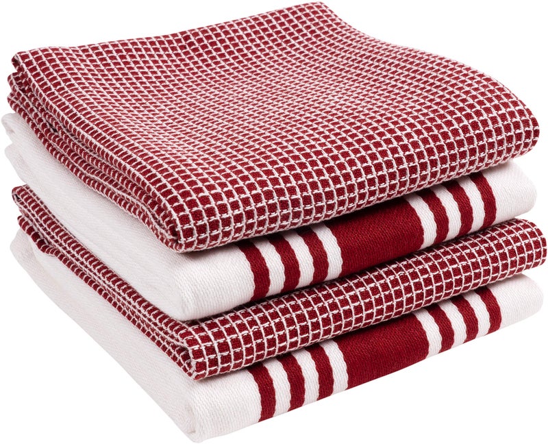 KAF Home Kitchen Towels, Set of 4 Absorbent, Durable and Soft Towels | Perfect for Kitchen Messes and Drying Dishes, 18 x 28 â€“ Inches, Wine - Image 1